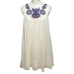 Chelsea & Violet Embroidered Gauzy Sleeveless Dress M Boho Hippie Tribal Ethnic